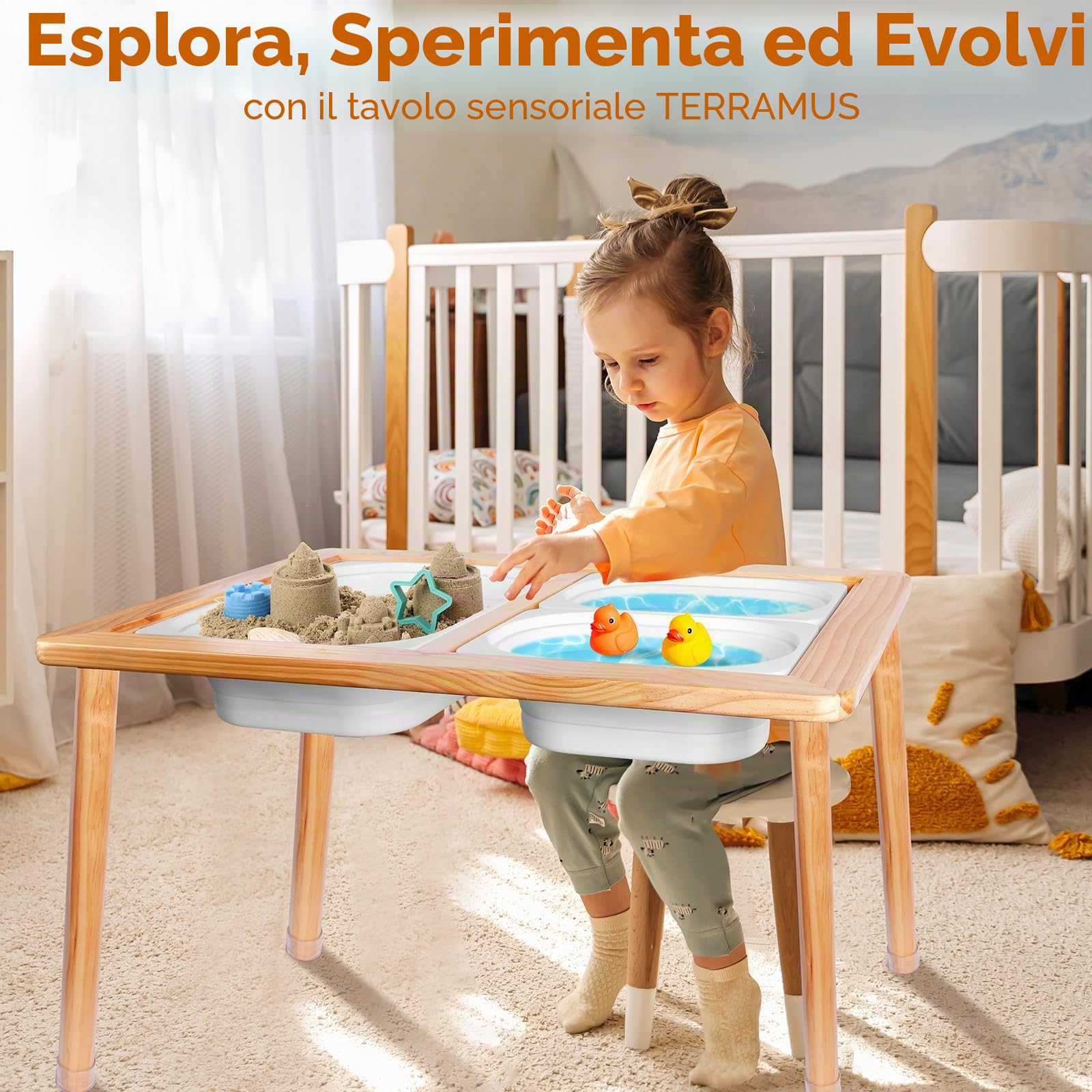 Terramus Tavolo sensoriale per bambino, tavolo da gioco d'acqua e attività dai 3 anni in su