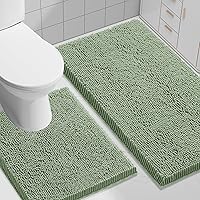Vista 119 de Smiry - Juego de alfombras de baño de 2 piezas, suaves, absorbentes, de felpilla, lavables a máquina, antideslizantes, para bañera, ducha y piso Gris