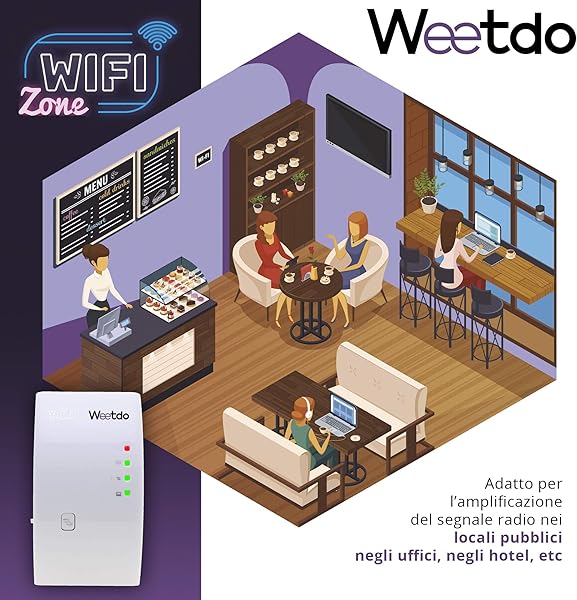 Ripetitore WiFi WiFi ExtenderAcceleratore WiFi AP 24GHz 300Mbps con Porta EthernetWPS e Interfaccia di Alimentazione Facile da Installare per Estendere la Copertura della WiFi casa Ufficio