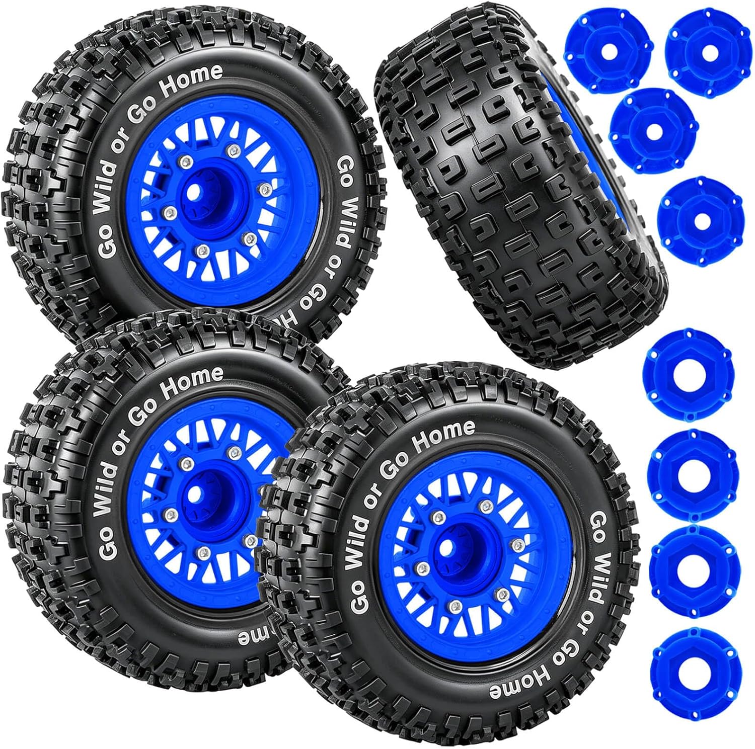 RC Wheels Tires Truck Tires 12mm/14mm/17mm Hex for 1/10 Slash 4×4 4WD 2WD/Axia1/Arrm a Senton/Redca t/Rc4w d,w/RC Wheels Hex Detachable Replace Running on Off-Road Tires,Black