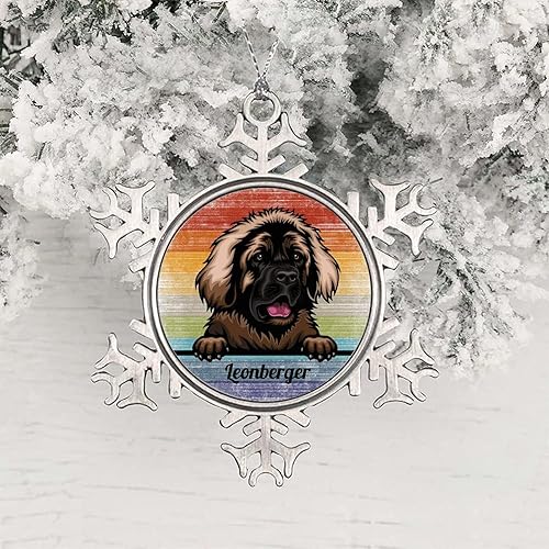 Miniatura 10 de CowkissSign Peeking Dog Pet Lover Dog Mom Christmas Tree Ornaments Presa Canario Metal Snowflake Xmas Ornaments Dog Lover Gay Gift Christmas Tree