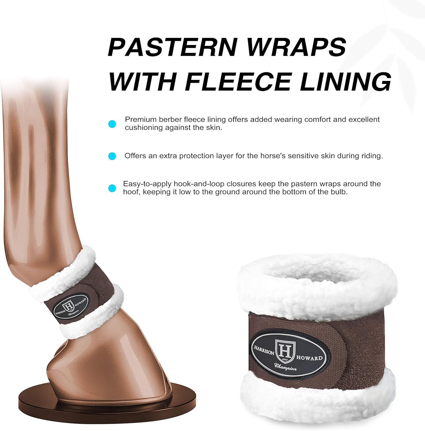 Harrison Howard Essential Premium Horse Pastern Wraps with Berber Fleece Lining, Sold in Pairs - Coffee Brown : Pet Supplies