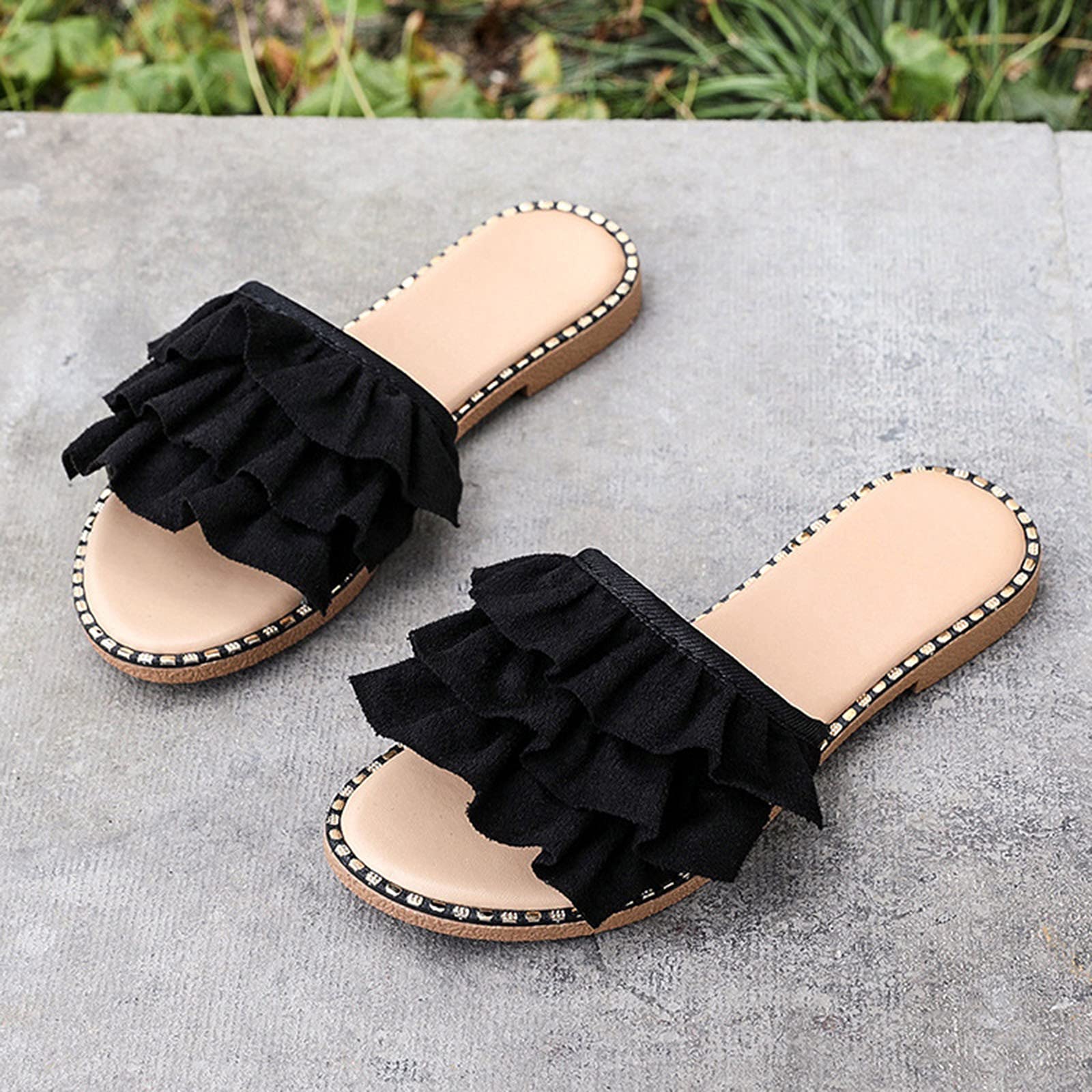 Womens Ladies Flat Sliders Slip On Summer Beach Holiday Fashion Mules Sandals - Foto 8
