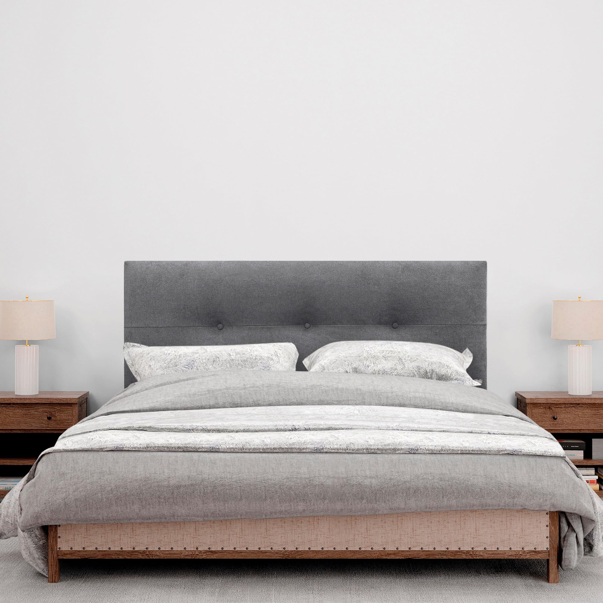 DHOME Tête de lit en Similicuir ou en Tissu AQUALINE Pro Haute qualité d'ameublement Gamme DE Couleurs Nouvelles Tête de lit Deluxe (Tissu Gris Cendré, 160x105cm avec Pieds (Lits 150/160))
