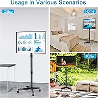 Vista 7 de Soporte de TV móvil con ruedas para pantallas de panel plano LCD LED de 23 a 60 pulgadas, soporte de TV móvil ajustable en altura con ruedas