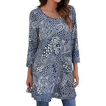 Enmain Womens Casual Tunic Tops Long Sleeve Ladies Longline Tunic Blouse Shirts Round Neck Plus Size Tunics Dress Floaty T Shirt for Women,S-3XL