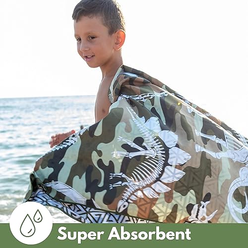 Miniatura 4 de ECCOSOPHY Toallas de playa y bolsa de microfibra para niños de 60 x 30 pulgadas para niñas y niños - Toallas de piscina de secado rápido - Manta de