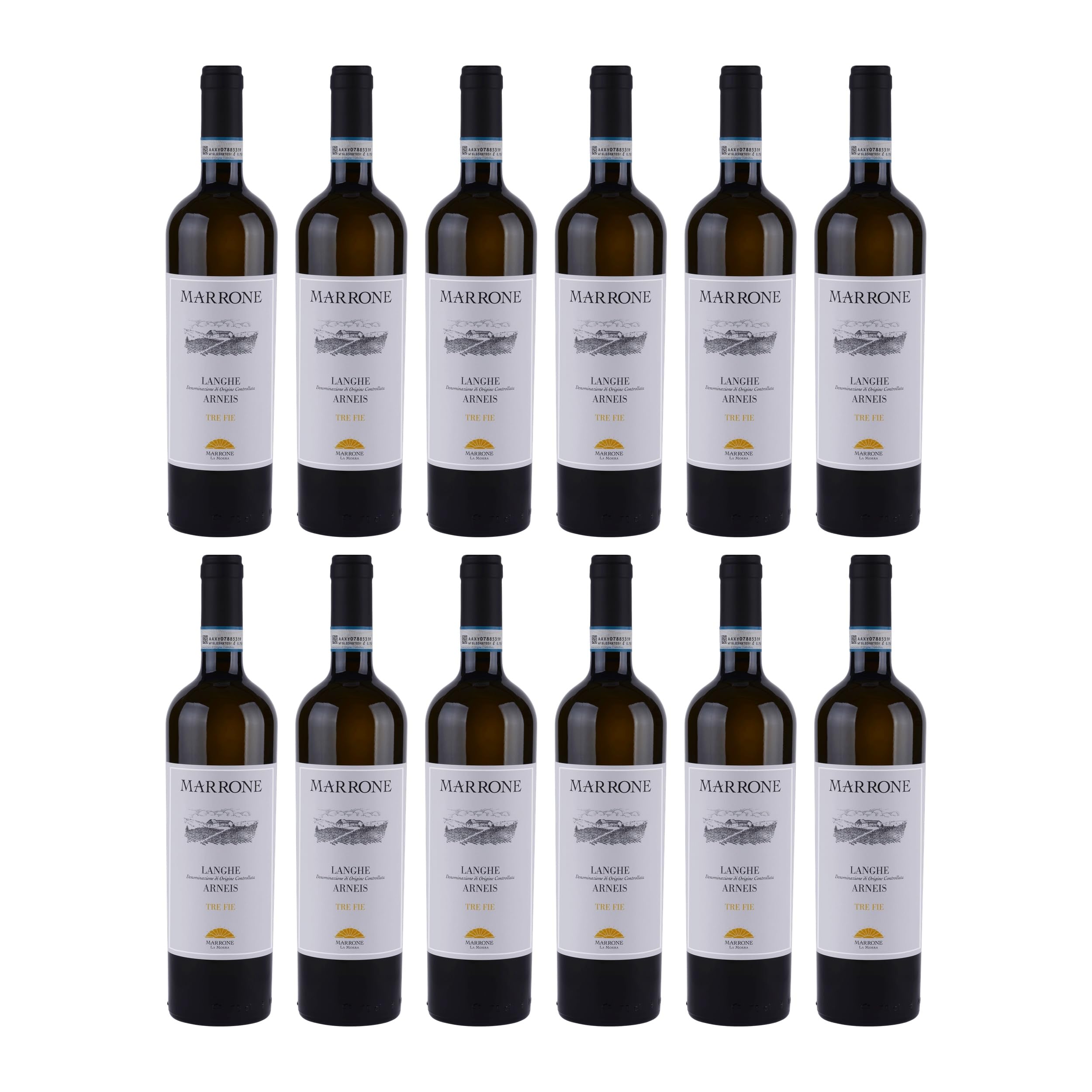 Marrone Tre Fie Langhe Arneis DOC Weisswein Weiss Trocken VEGAN Italien inkl. FeinWert E-Book (12 x 0.75 l)