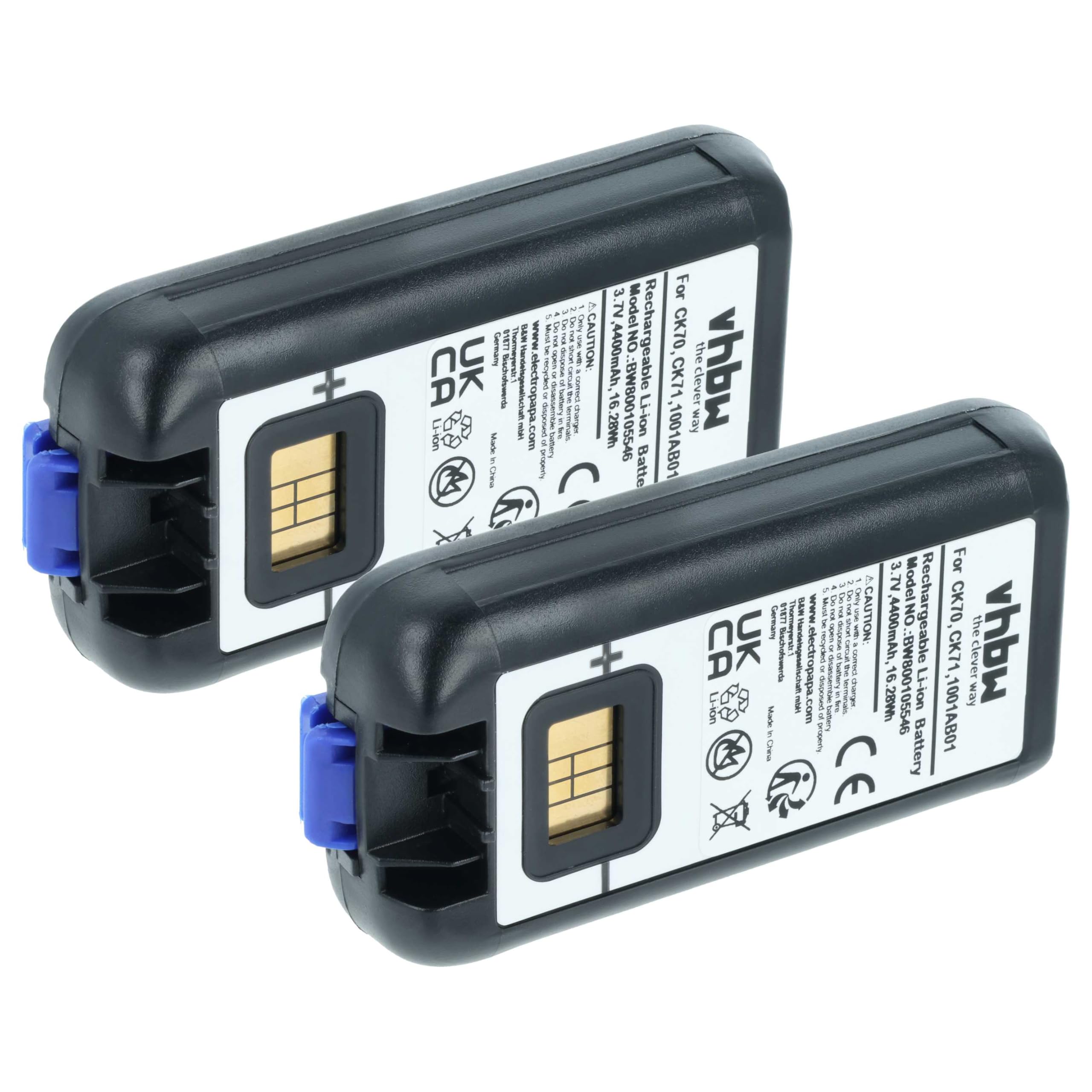 vhbw 2X Akku Ersatz für Intermec 318-046-001 | 1001AB02, 318-046-011, 1001AB01 für Mobilcomputer PDA Scanner (4400 mAh, 3,7 V, Li-Ion)