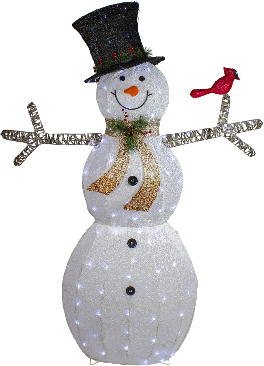 72 White and Black LED Lighted Snowman with Top Hat Christmas Outdoor Decoration