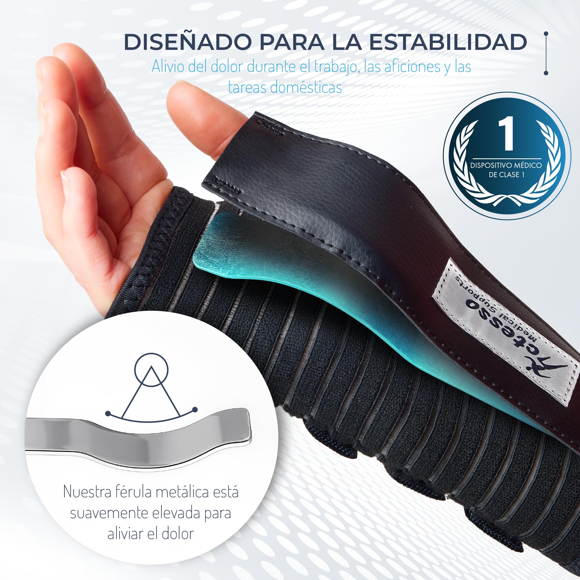 Actesso Muñequera Transpirable - Ideal para Túnel Carpiano, Esguinces, Lesiones por Esfuerzo Repetitivo y Tendinitis | Soporte de muñeca para esguince, inmovilización, uso nocturno y uso diario. (Negro Izquierdo, M)
