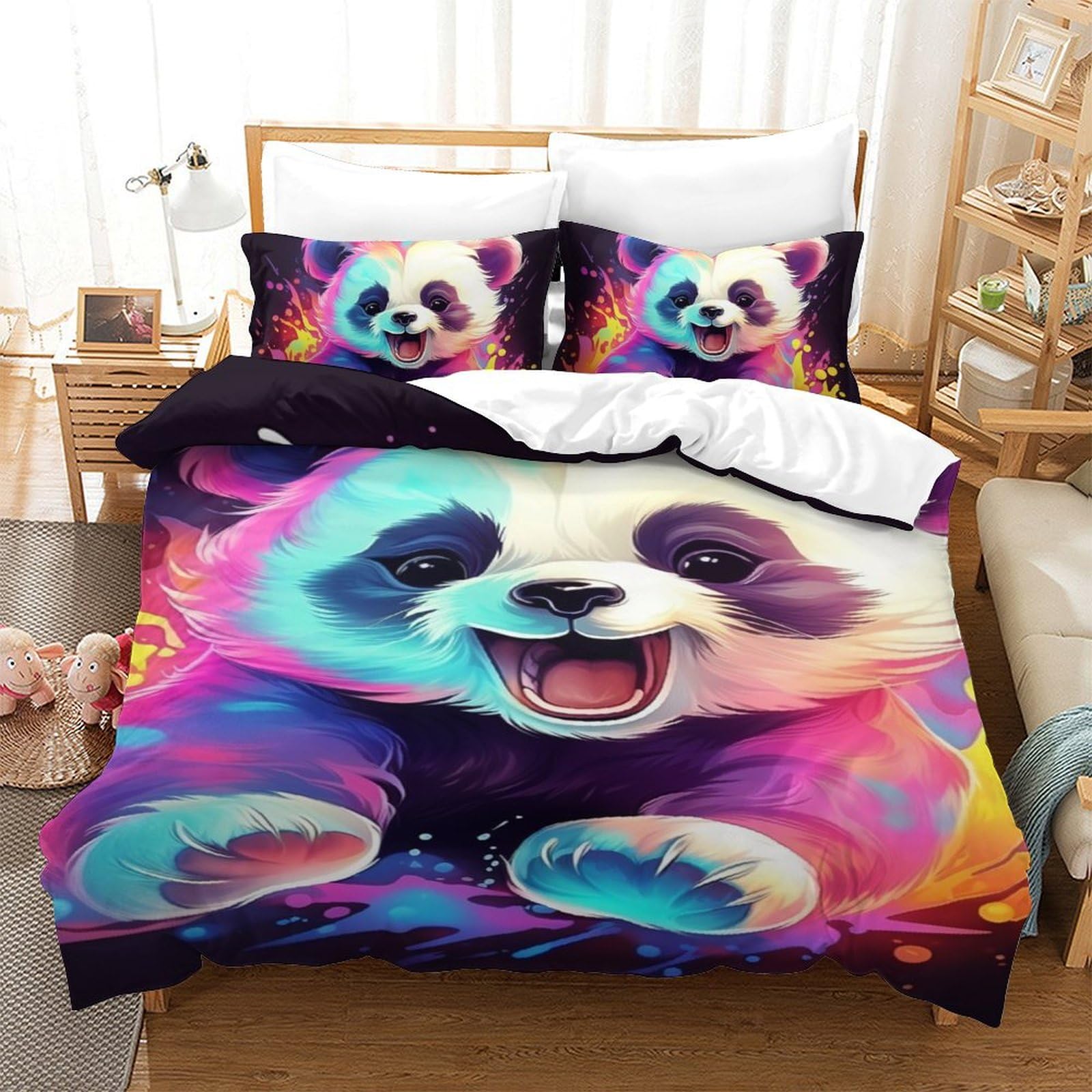 Housse de couette panda 3D en microfibre pour adoucir les nuits des enfants
