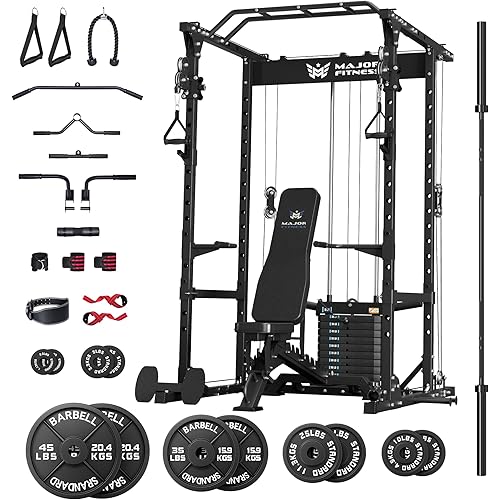 MAJOR FITNESS Drone1 Power Cage - Multi-Function Power Rack for Home Gym, Squat Rack, Cable Crossover System, for Strength Training, Heavy-Duty Steel Construction