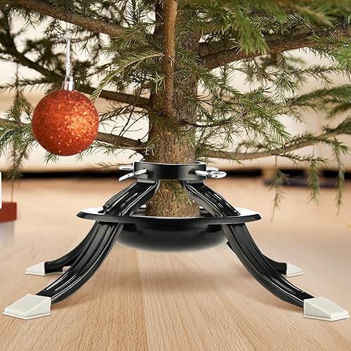 Miniatura 5 de Roowest Soporte de árbol de Navidad para árbol vivo, base de árbol de Navidad real, soportes de metal verde oscuro para árbol de Navidad (L, se