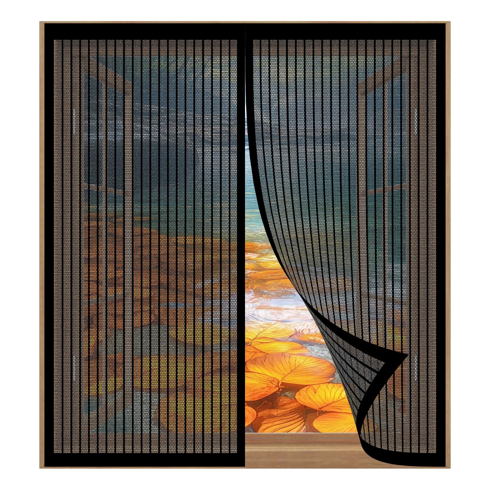 Mosquito Net Window Frame 47 x 127 cm Easy Installation No Drilling Or Screwing Heavy Duty Instant Screen Door for Windows Nets to Keep Bugs Out, Black