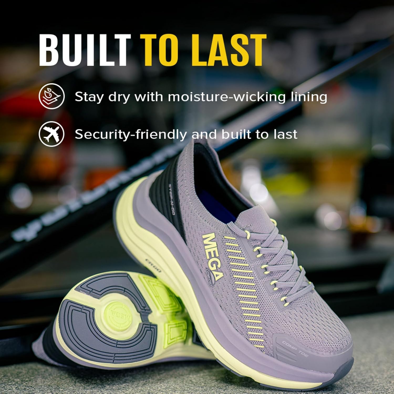 MegaComfort Ergo Europa Composite Toe Shoes for Women – ASTM Non-Slip EH Rated Safety Shoes with Ergonomic Insoles