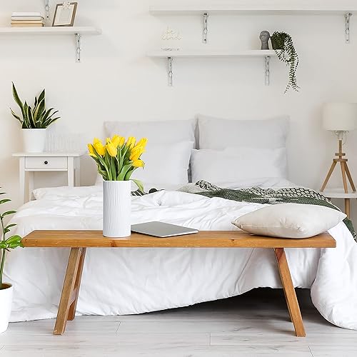 Miniatura 5 de D'vine Dev Florero cilíndrico de 10 pulgadas, florero de cerámica texturizado de cascada blanca para decoración del hogar, VS-WF-B-2