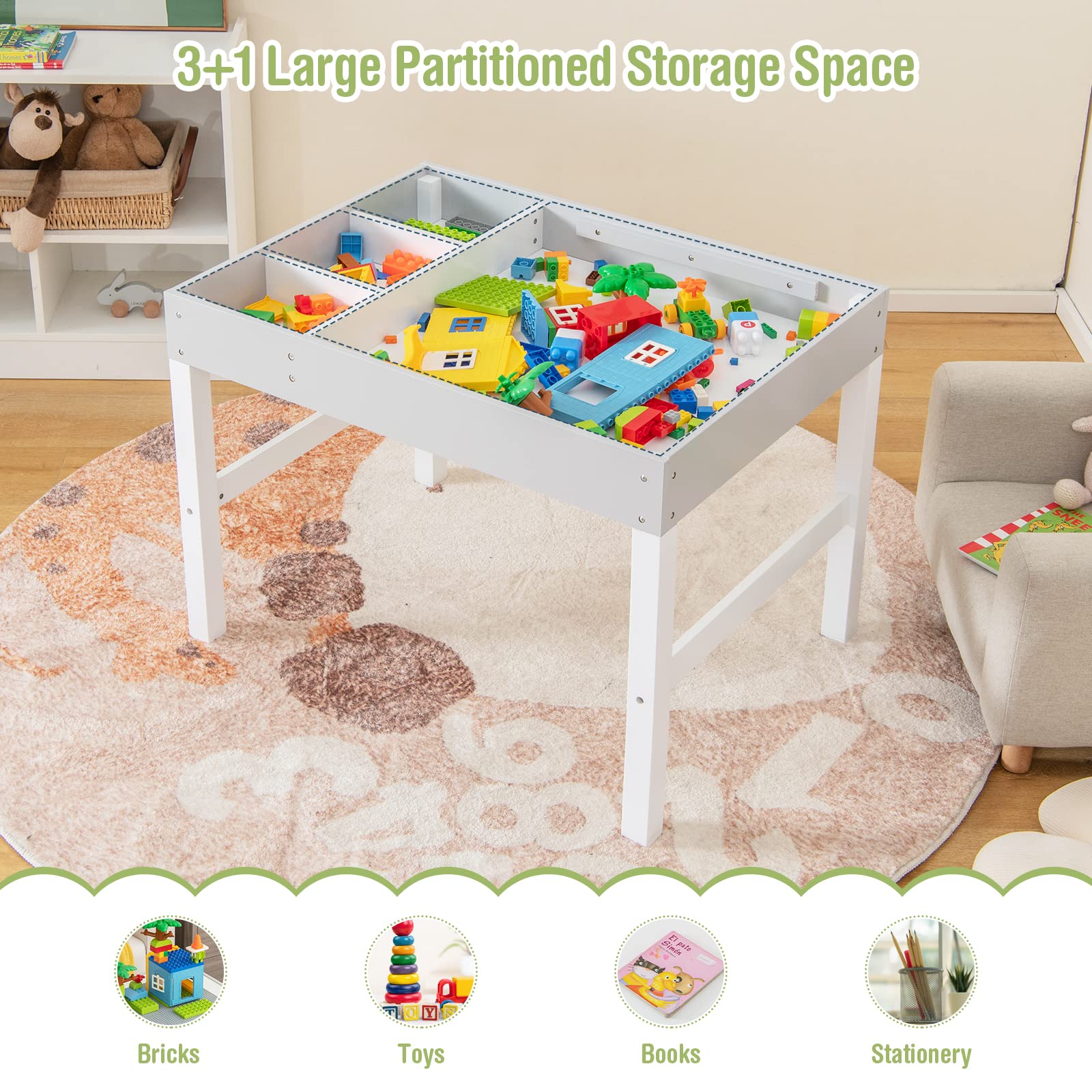 Duplo Table HONEY JOY 3-in-1 Kids Activity Table Convertible