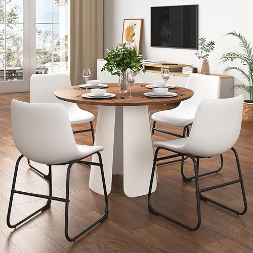 Juego de 4 sillas de comedor de piel sintética, juego de sillas de comedor con respaldo alto de 18 pulgadas, 4 sillas modernas para mesa de comedor,