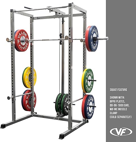 Miniatura 3 de Valor Fitness BD-7 Power Rack - Soporte para sentadillas y banco de prensa de banco con accesorio desplegable LAT y otras opciones de paquete de