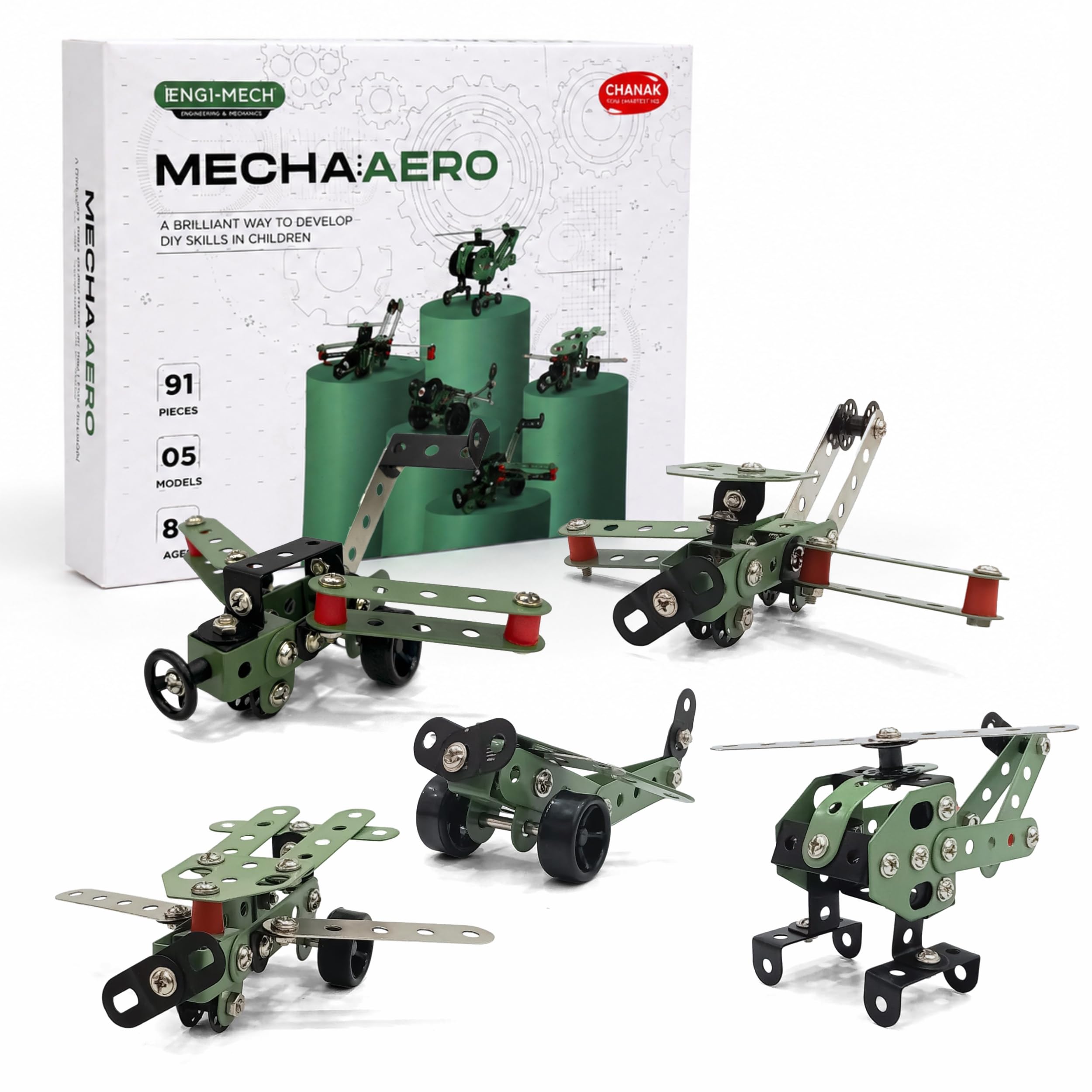 Chanak 91 Pcs STEM Educational Toy Aviation Model Vehicle Building Kit, Engineering and Construction Set with Tools, Mechanical Toy for Kids, Model Building Kit Assembly Toys for 8+ Kids-image-49