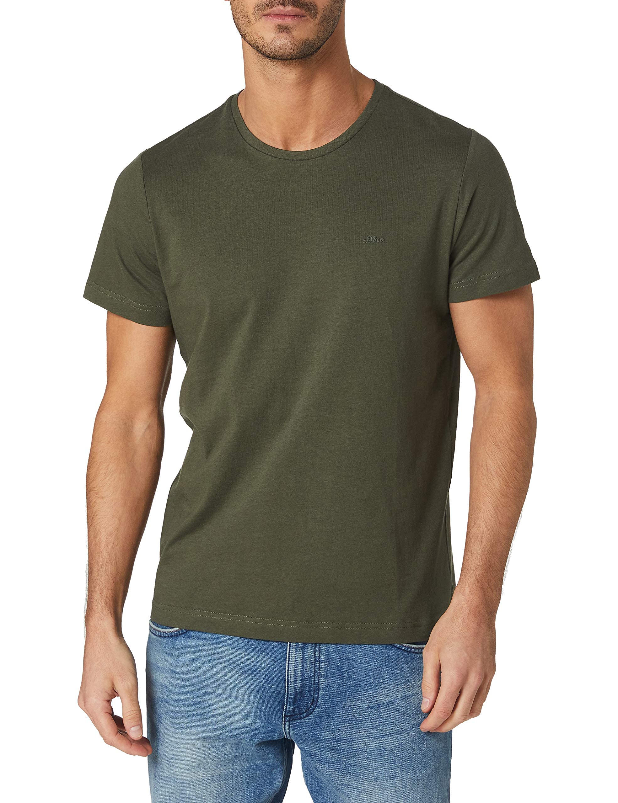 s.Oliver Men's Kurzarm Regular Fit T-Shirt, Olive, XL