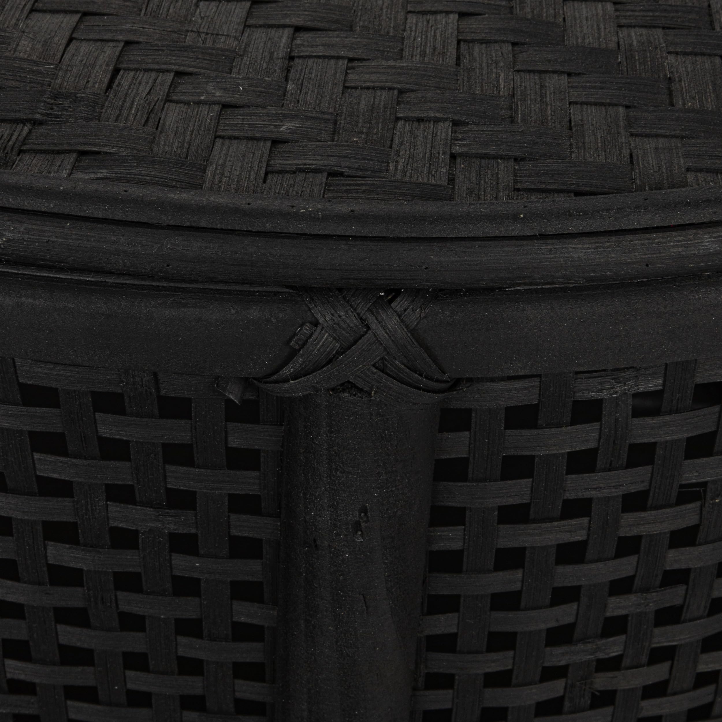 Creative Co-Op Round Bamboo and Rattan Accent Storage Table, Black