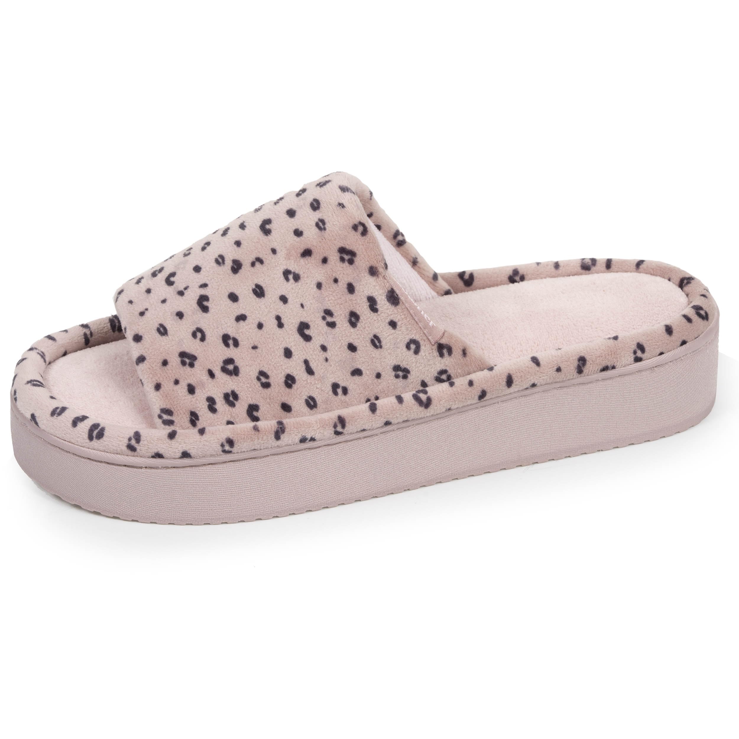 Isotoner Chaussons pantoufles Mules ouvertes femme velours, plateforme 3,​5 cm, 37, léopard blush