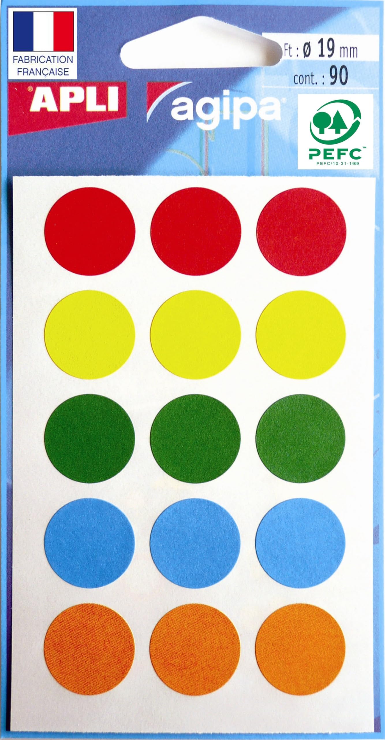 Craies De Couleurs APLI X10 - Assortiment Bleu, Orange, Violet, Jaune, Rouge, Vert - Ø9x80mm