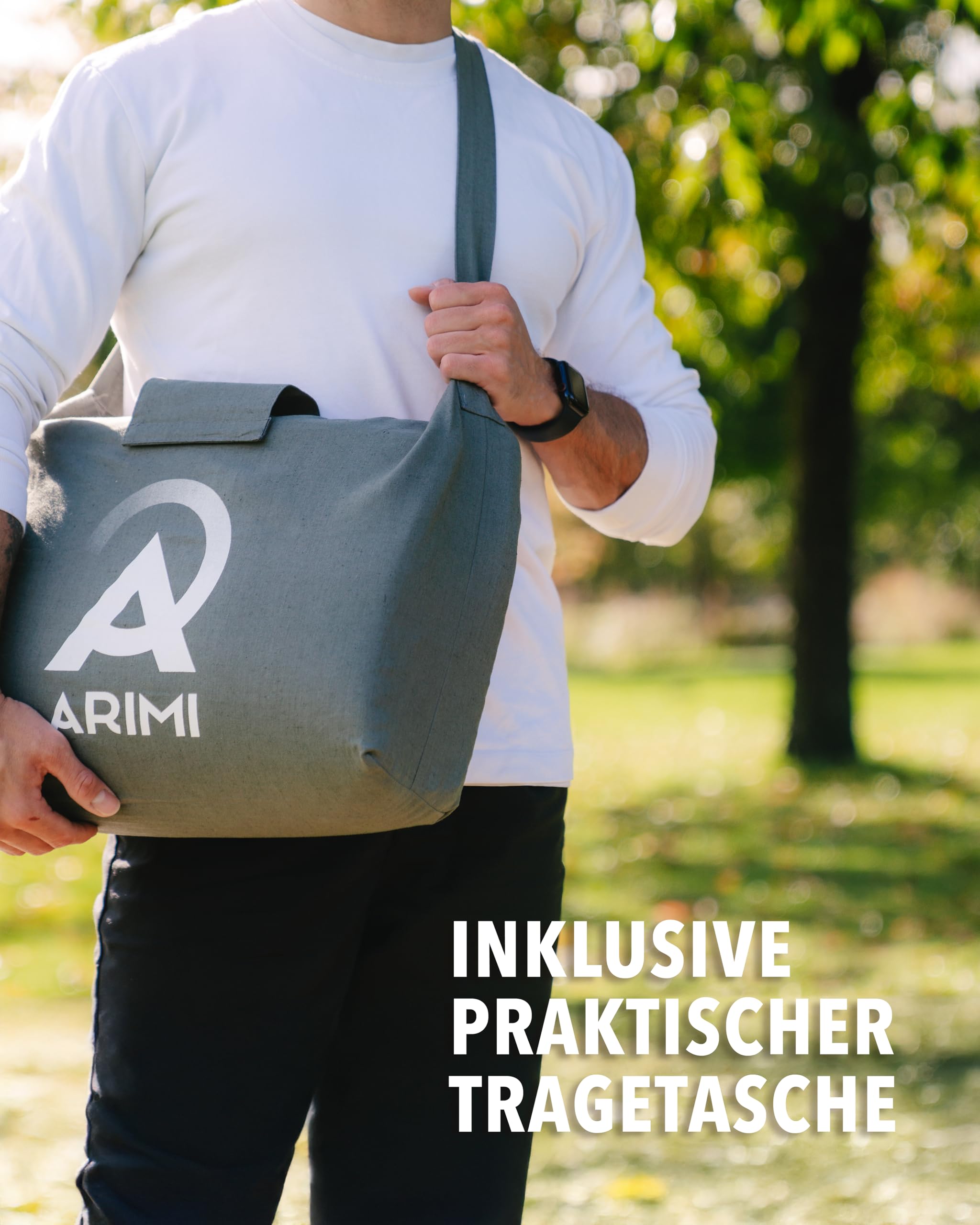 ARIMI® Akupressurmatte mit Kissen und Tasche, nachhaltig, ergonomisch – für Schmerzlinderung, Entspannung und Regeneration, ideal für Rücken und Nacken, Massagematte mit Akupressurkissen