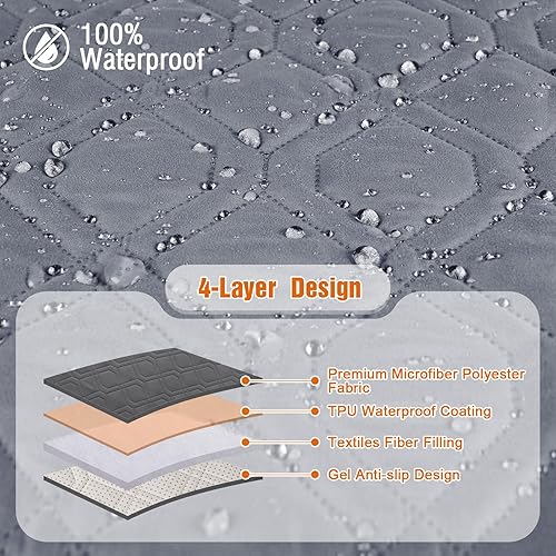 Miniatura 5 de Funda impermeable para sofá reclinable, funda para sofá, lavable y reclinable, protector de muebles con correas elásticas, bolsillo para perros,