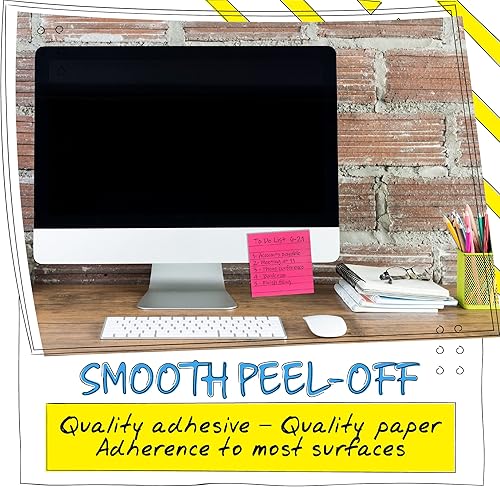 Miniatura 2 de Better Office Products Notas adhesivas forradas de 3 x 3, caja de 20 unidades, 2,000 hojas (100/bloc), notas autoadhesivas con líneas, colores