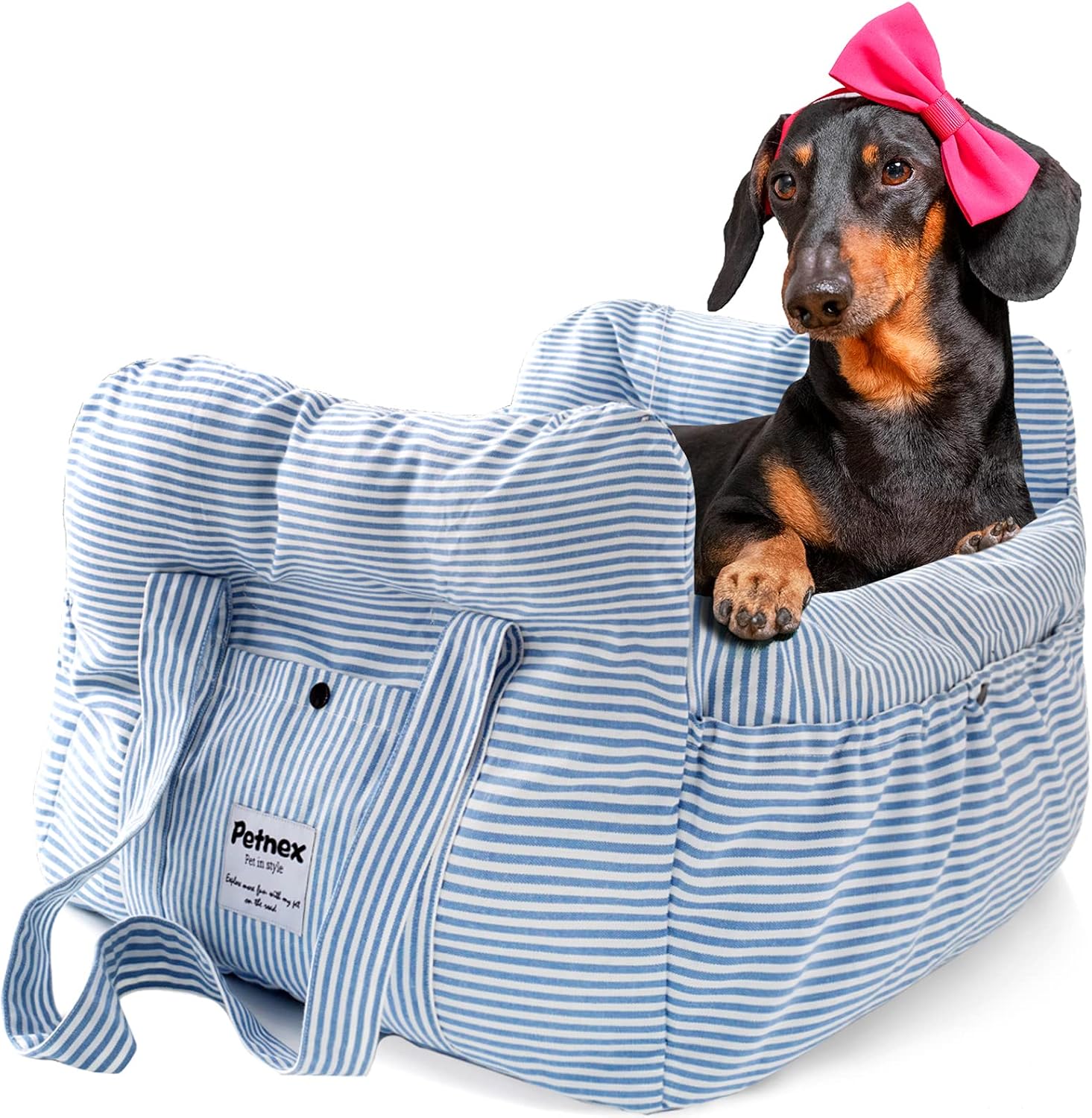 PETNEX Dog Car Seat for Small Dogs, Portable Puppy Car Seat of Easy Installation, Fashionable Pet Carrier Bag with Large Pockets,…