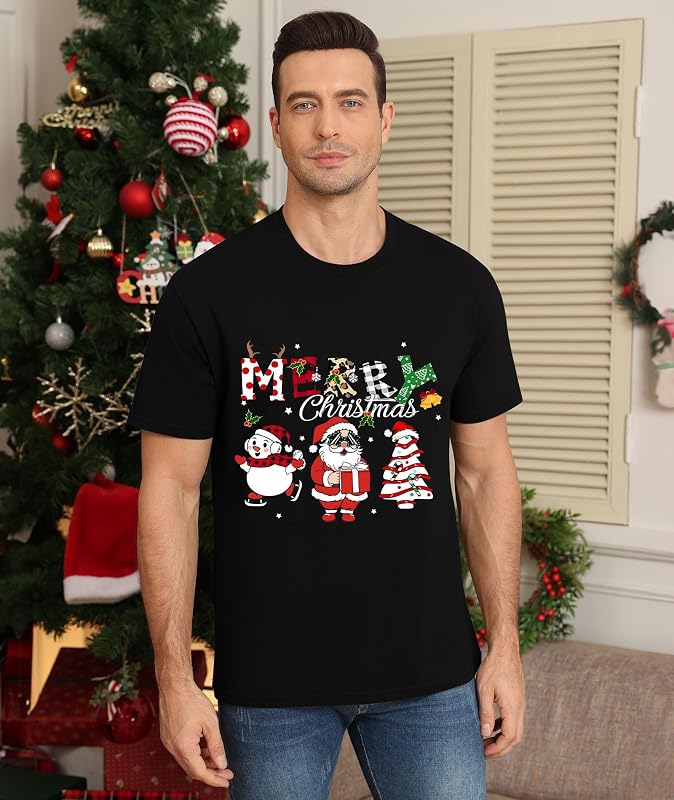 KESIHAN Men’s Funny Christmas T Shirt Santa – Fun holiday graphic design