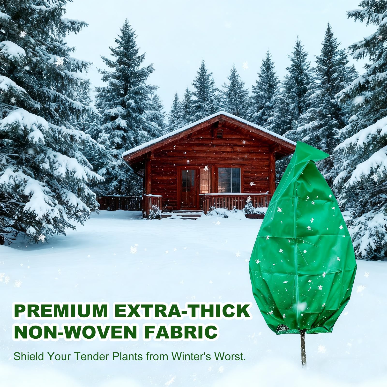 4 Packungen Pflanzenabdeckungen, Frostschutz mit Jute-Baumwickel, 119,9 x 180,9 cm, Pflanzenabdeckungen mit Reißverschlüssen und Kordelzug, Winter-Frosttücher für Outdoor-Pflanzen und