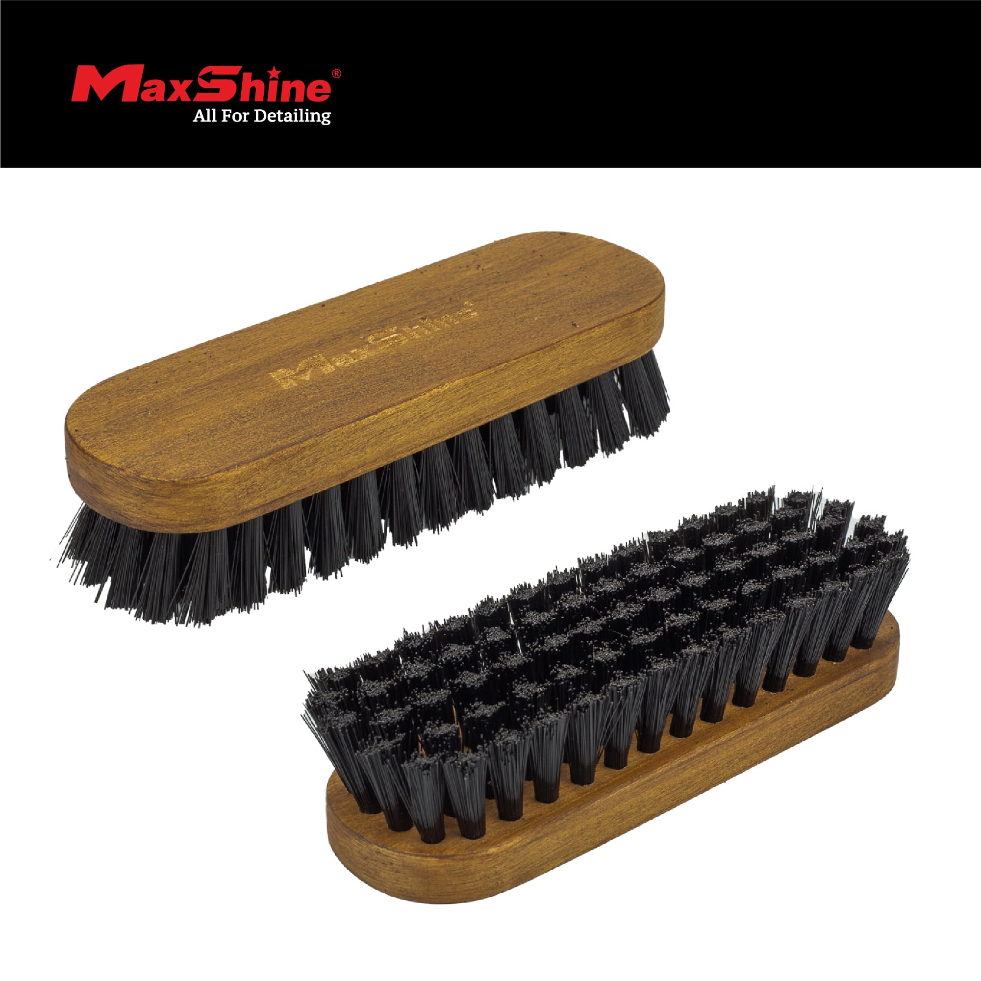 maxshine shinemaster piel brush- moldeado mango de madera y cerdas de nailon suave