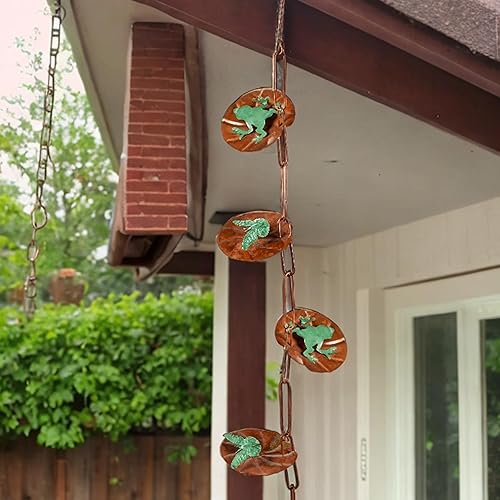 Miniatura 5 de Evergreen Garden Lily Pad - Cadenas de lluvia de metal para canaletas  Cadena colector de lluvia de 8 pies de repuesto  Cadenas de lluvia
