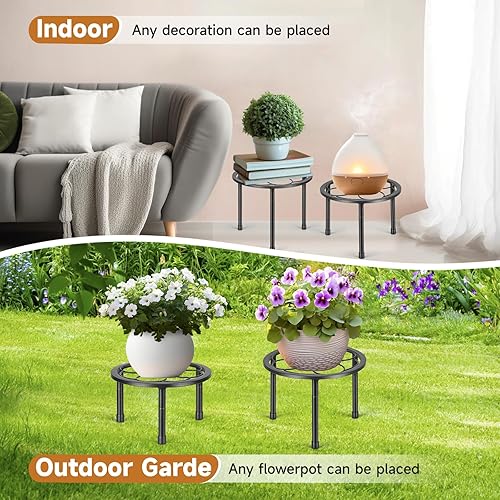 Miniatura 3 de Paquete de 5 soportes de metal para plantas, soportes de hierro para interiores y exteriores, soportes para macetas para múltiples plantas, soporte