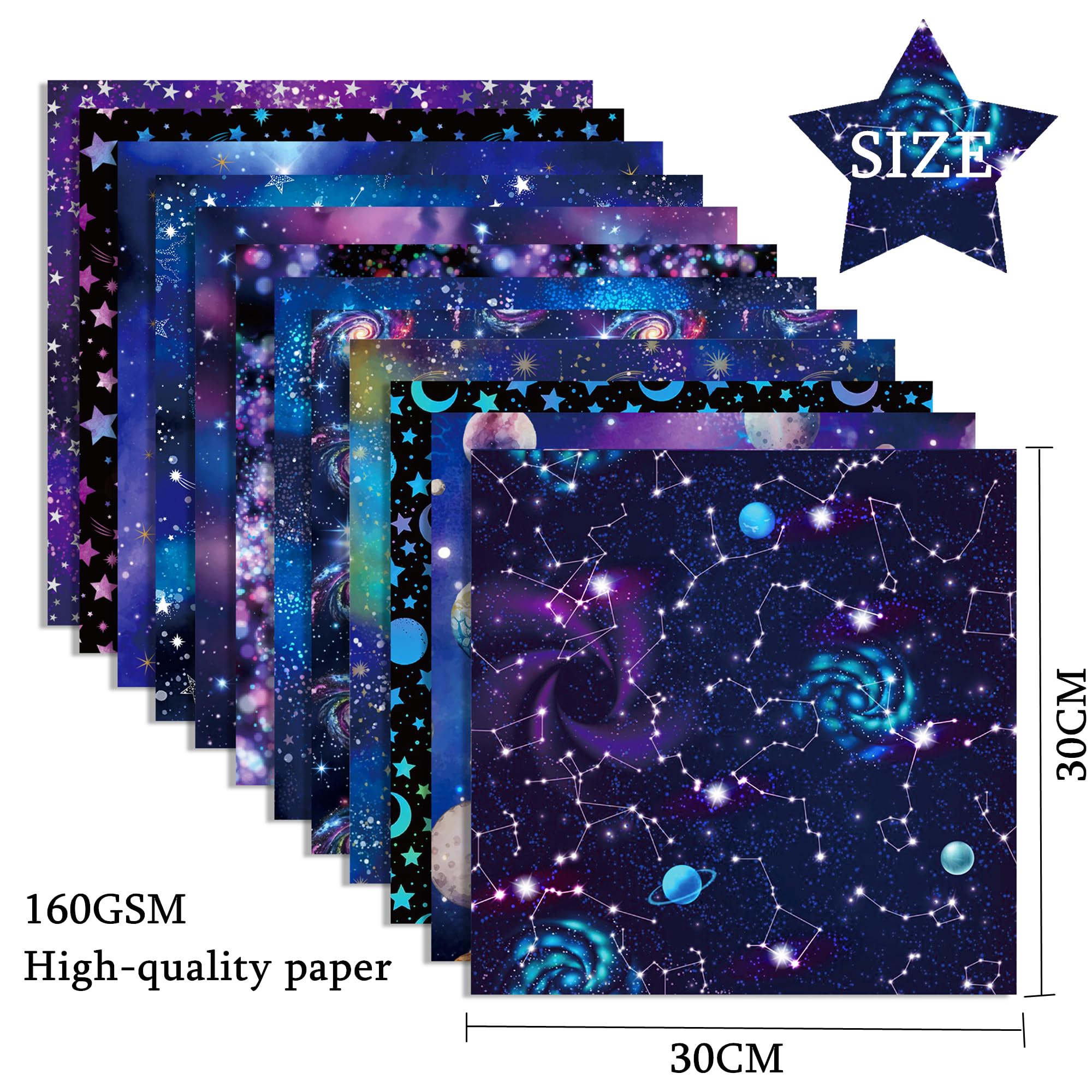 กระดาษสมุดภาพลายท้องฟ้าสีรุ้งและกาแล็กซี ขนาด 6x6 นิ้ว - 24 แผ่น กระดาษงานฝีมือสีสันสดใสพิมพ์ด้านเดียว