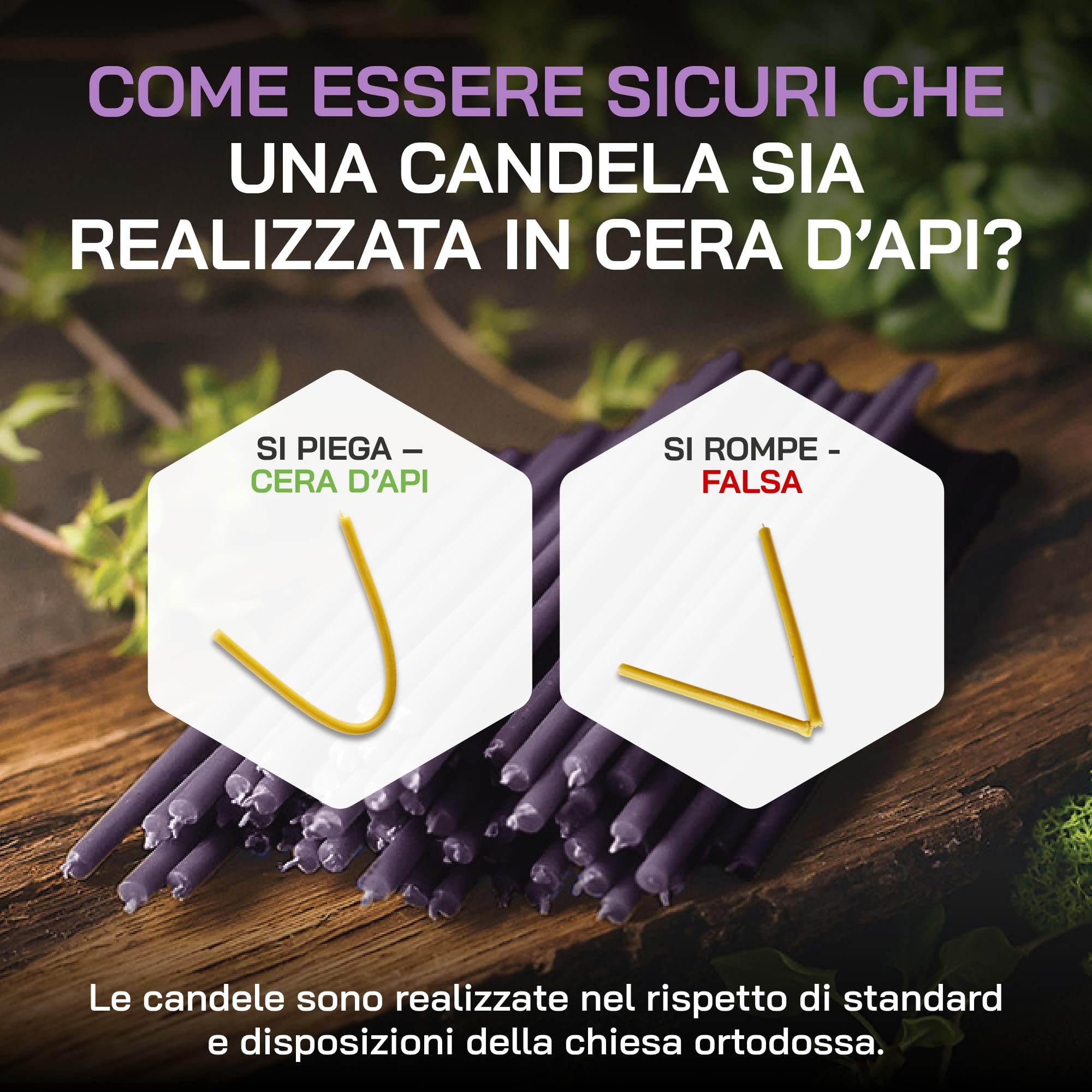 Danilovo - 50 Candele In Cera D'Api Viola Naturali | Per Preghiera, Rituali E Decorazioni | Profumo Di Miele Naturale - Foto 2