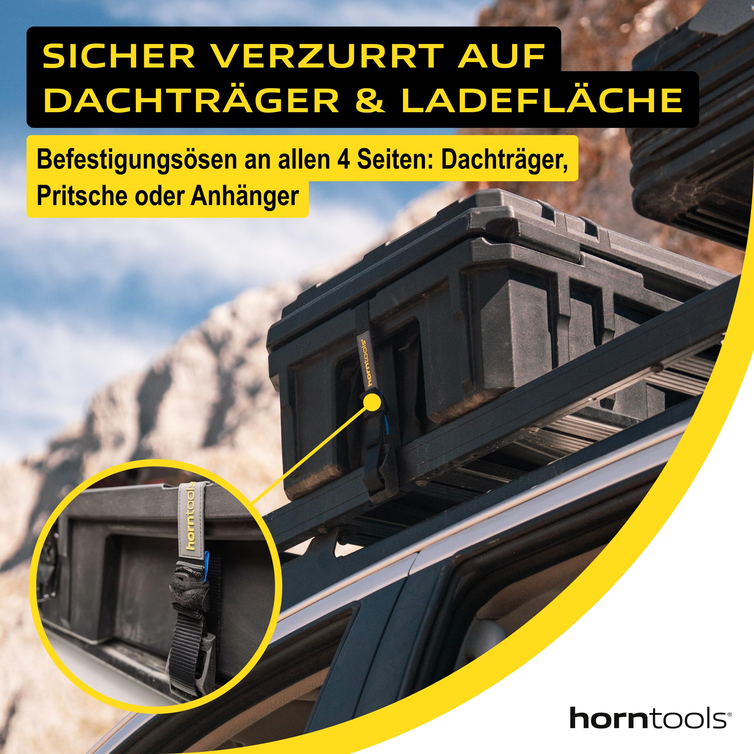 horntools Offroad Dachbox Auto - 98 L, Wasserdicht - Overlanding & Camping