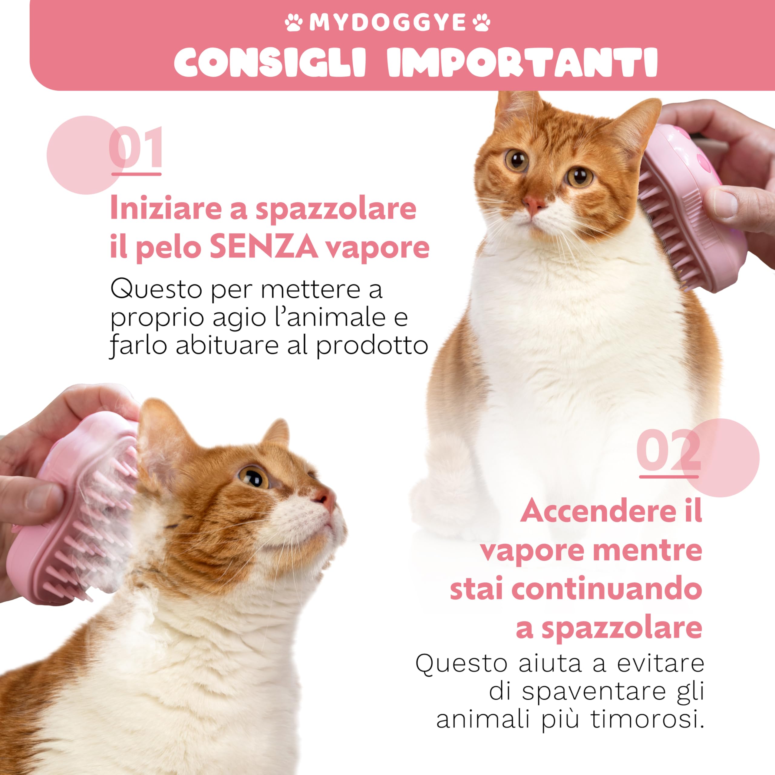 Spazzola A Vapore Per Cani E Gatti - 3 In 1 Con Massaggio E Nebulizzazione - Foto 12