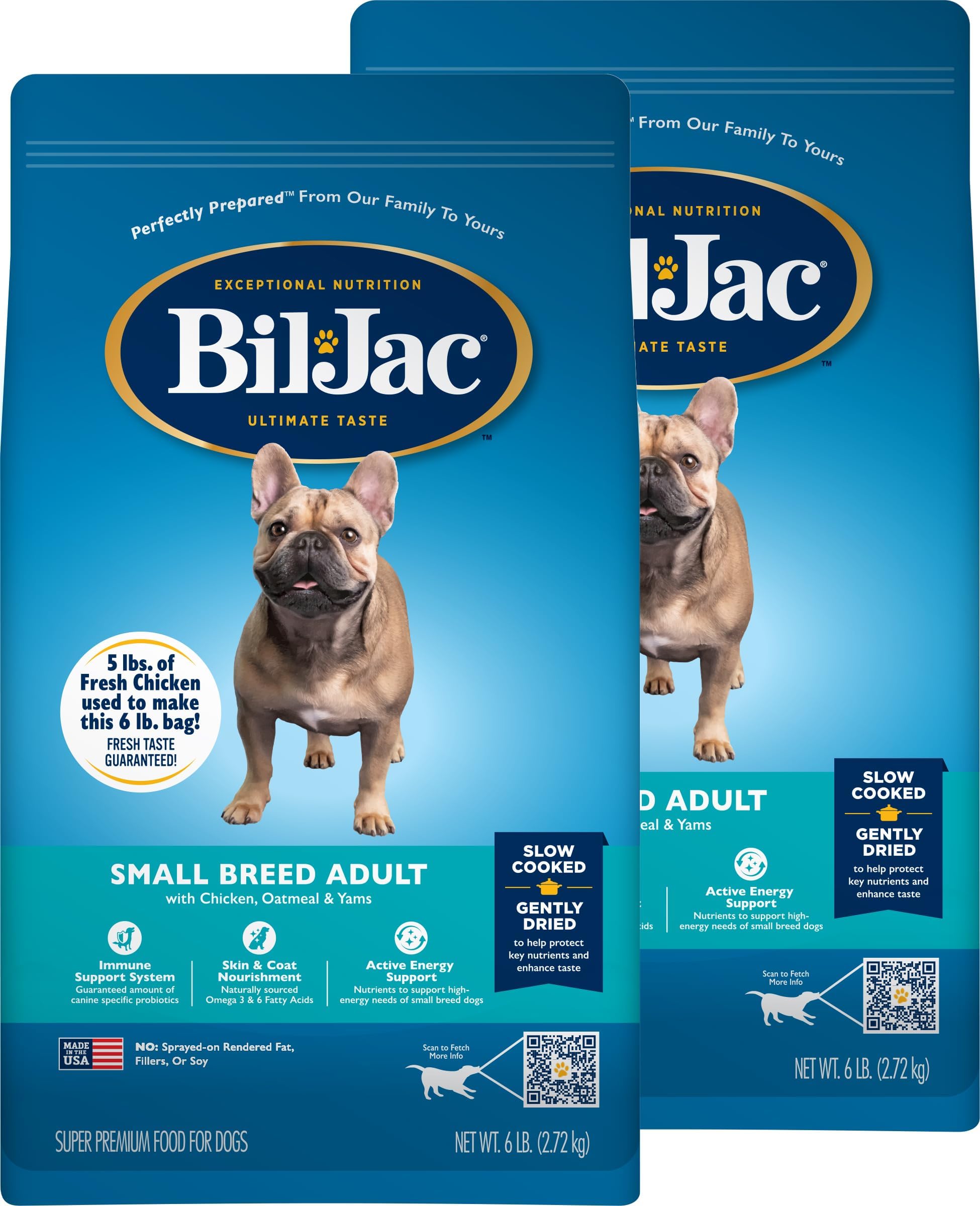 Dry Dog Food Small Breed Adult Formula 6lb Bag (2-Pack) - Chicken, Oatmeal & Yams - Super Premium Since 1947