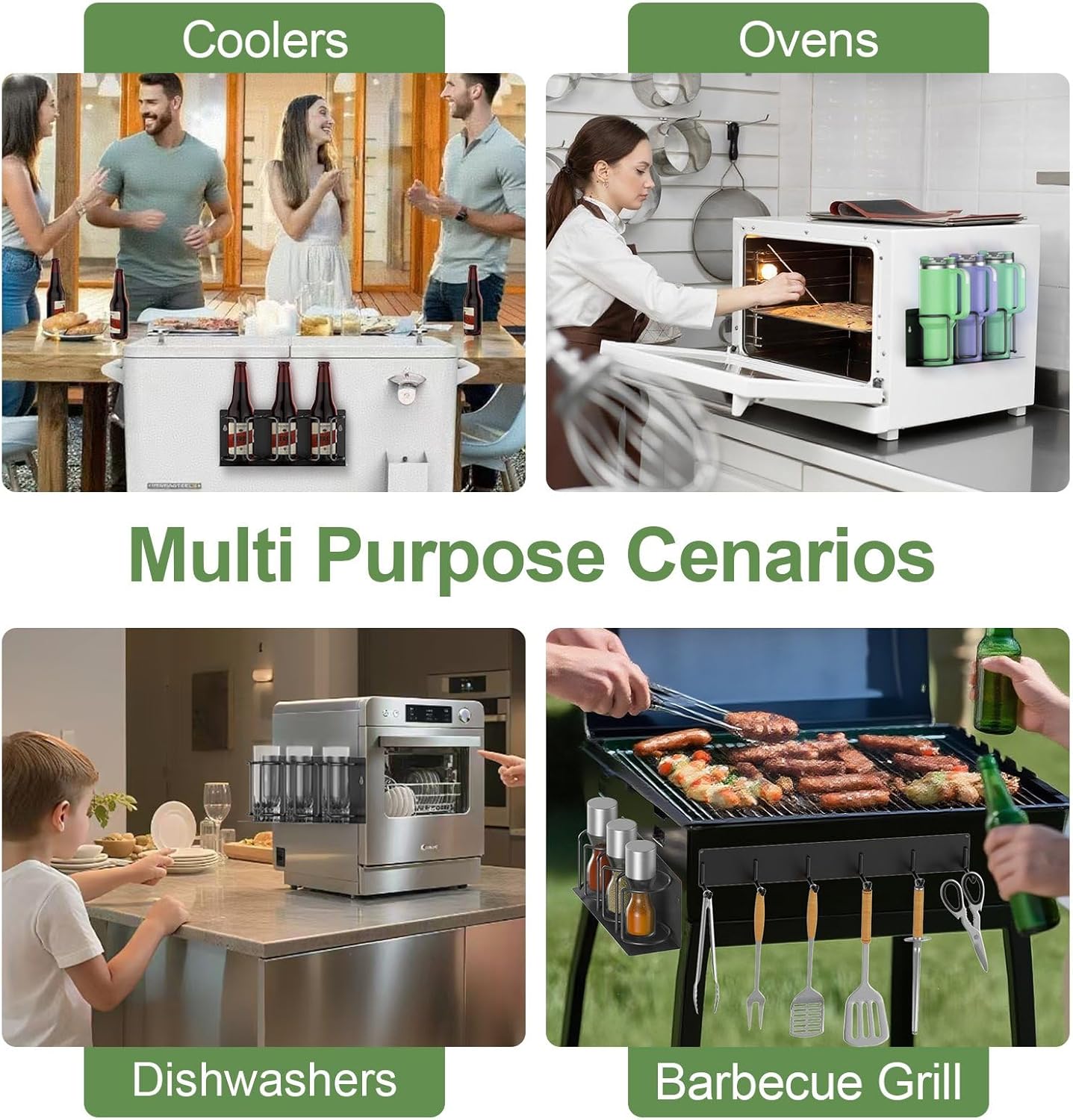 Magnetic Cup Holder for Stanlay 20/30/40oz Cups, Water Bottles and Tumblers Organizer, Flexible Removable Stanlay Cup Accessories for Kitchen Storage (2 PCs 3 Cup Organizers +1 Hook) - Image 6