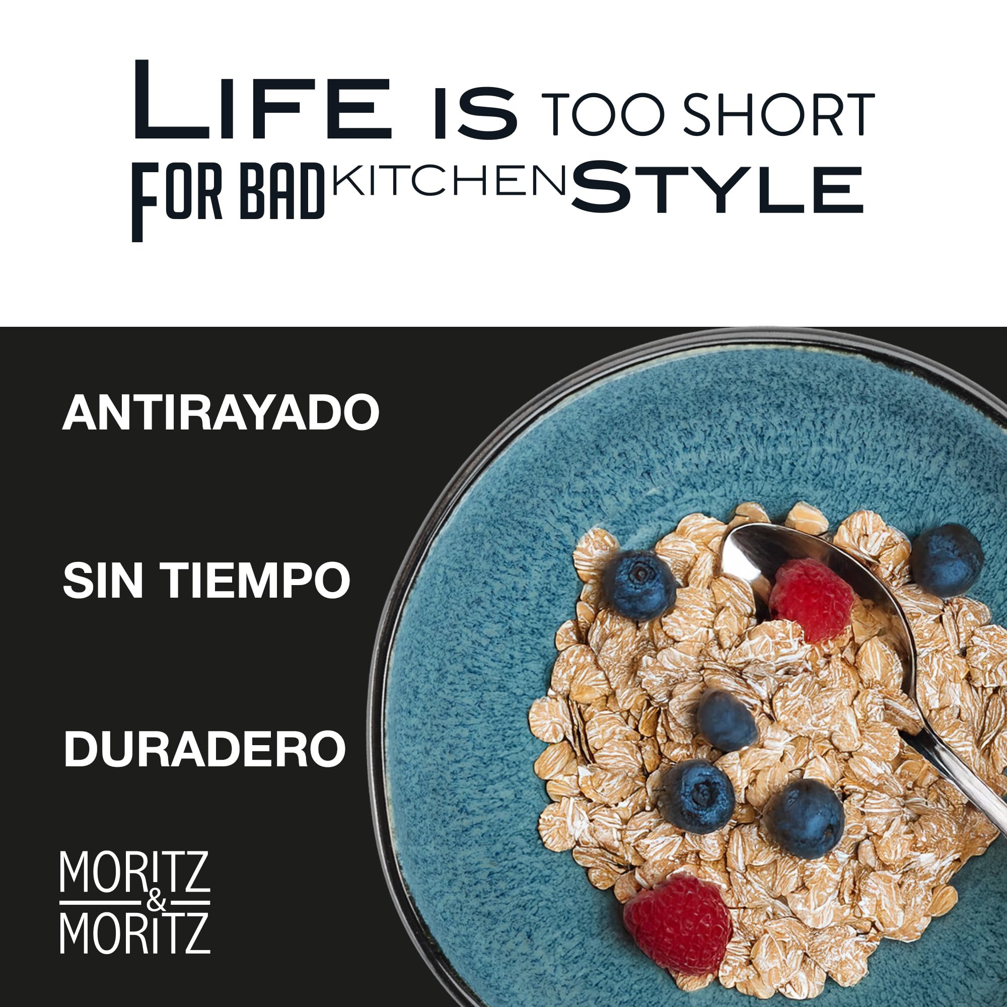 Moritz & Moritz Juego de 6 cuencos de cereales de diseño moderno, color azul, 500 ml, degradado único, resistentes y aptos para lavavajillas
