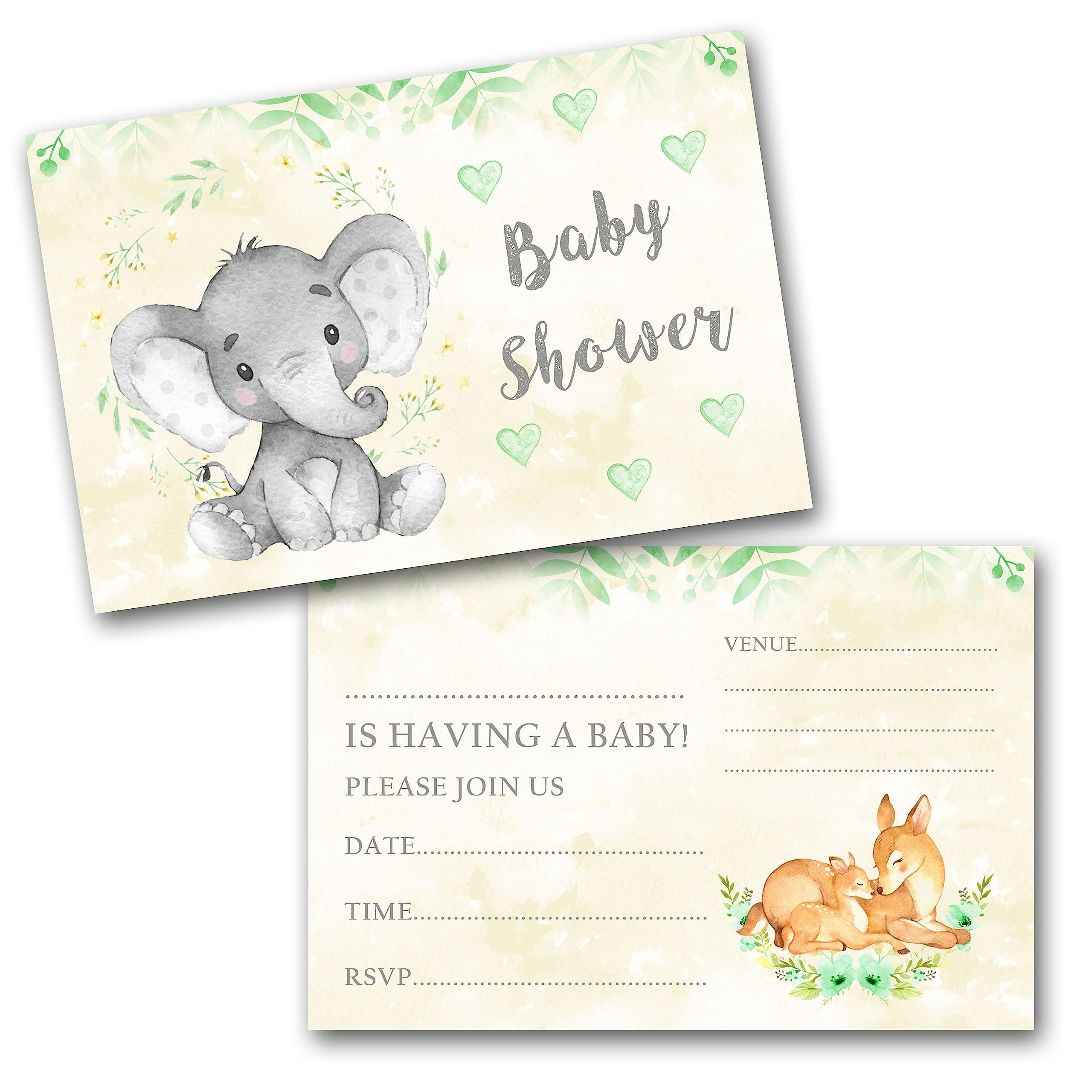 Baby Shower Invitations (WRITE ON) Pack invites & Envelopes (Neutral Pack of 10)