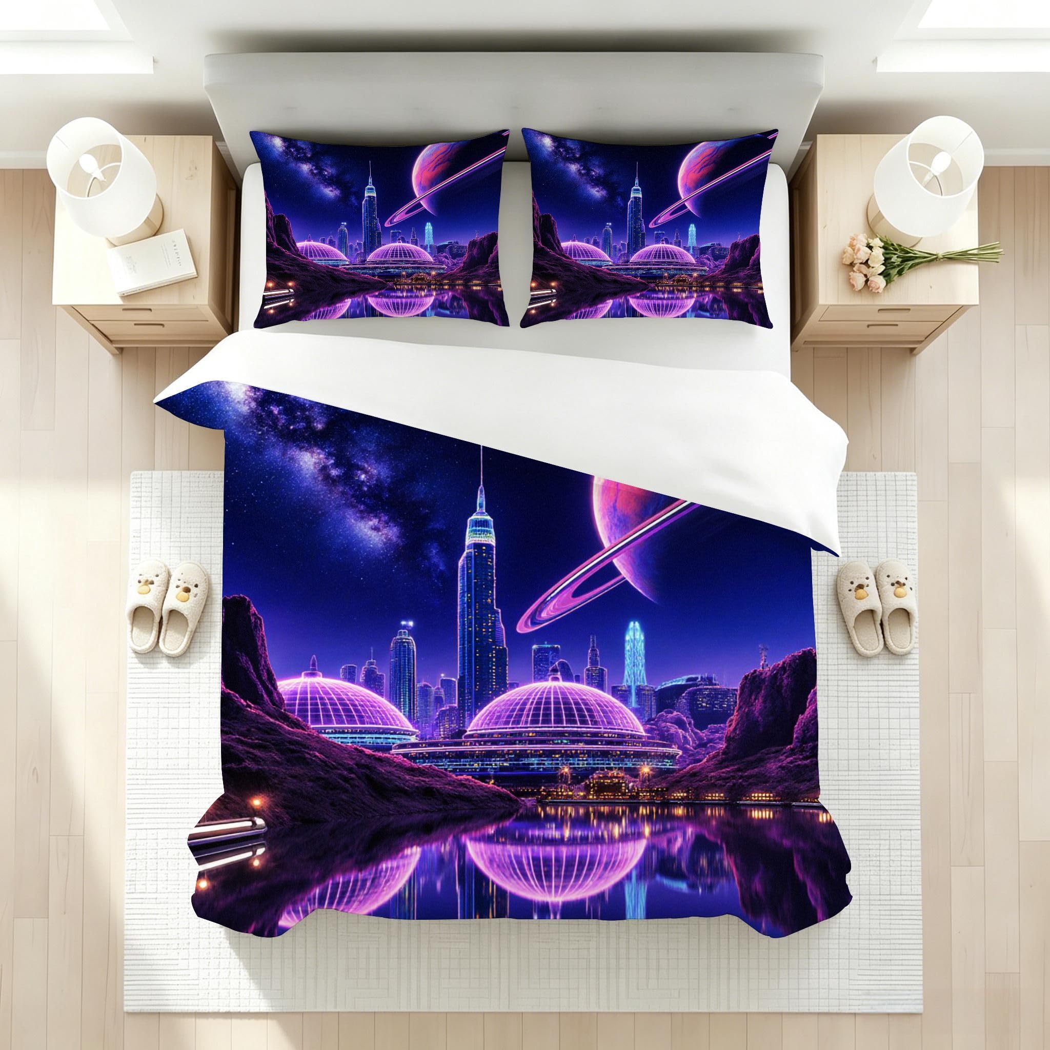 Funda Nórdica Cama 180, 240x260 cm Cañón Morado, AQ2322 | 3D Estampado, con 2 Funda Almohada, con Cremallera Oculta, para Adultos Parejas, para Villa Dormitorio, Ligero Transpirable