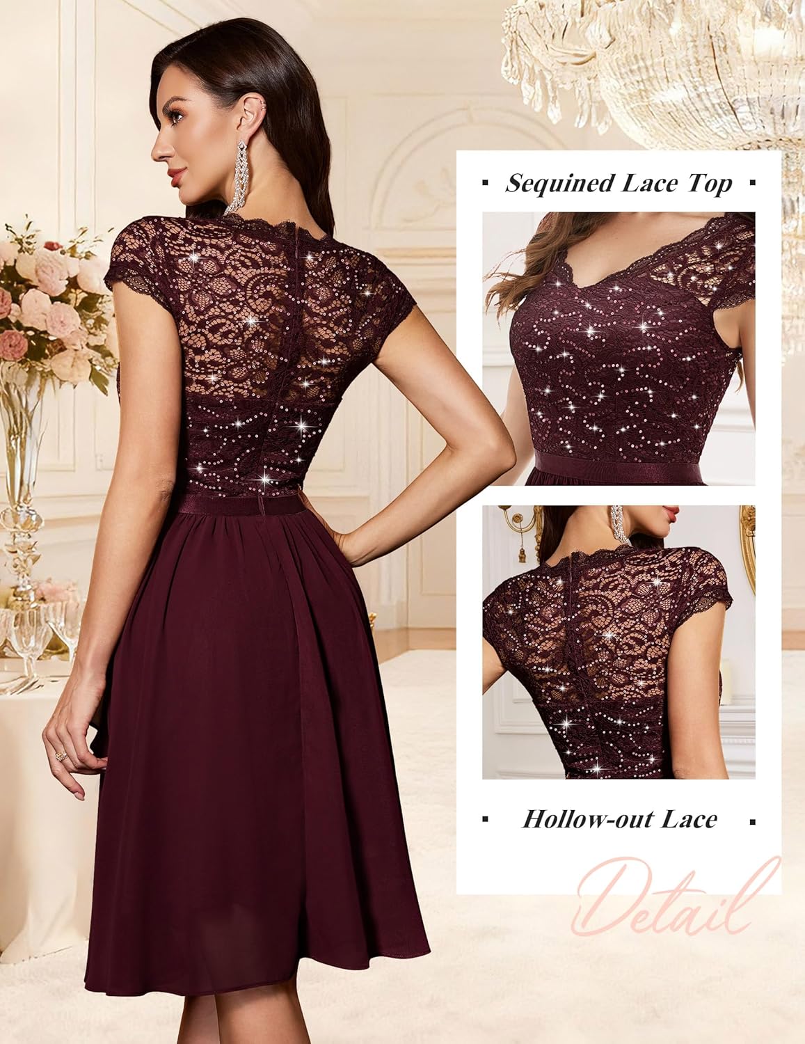 Wedtrend Women's Sequin Dress Short Cocktail Dresses Ruffle Wedding Guest Dress Sparkly Formal Dresses - Image 4