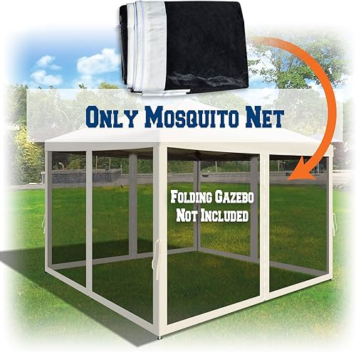 BenefitUSA Marquesinas laterales de malla de 10 pies de largo x 6.4 pies de ancho para toldo desplegable de 10 x 10 pies, paquete de 4 (solo pared)