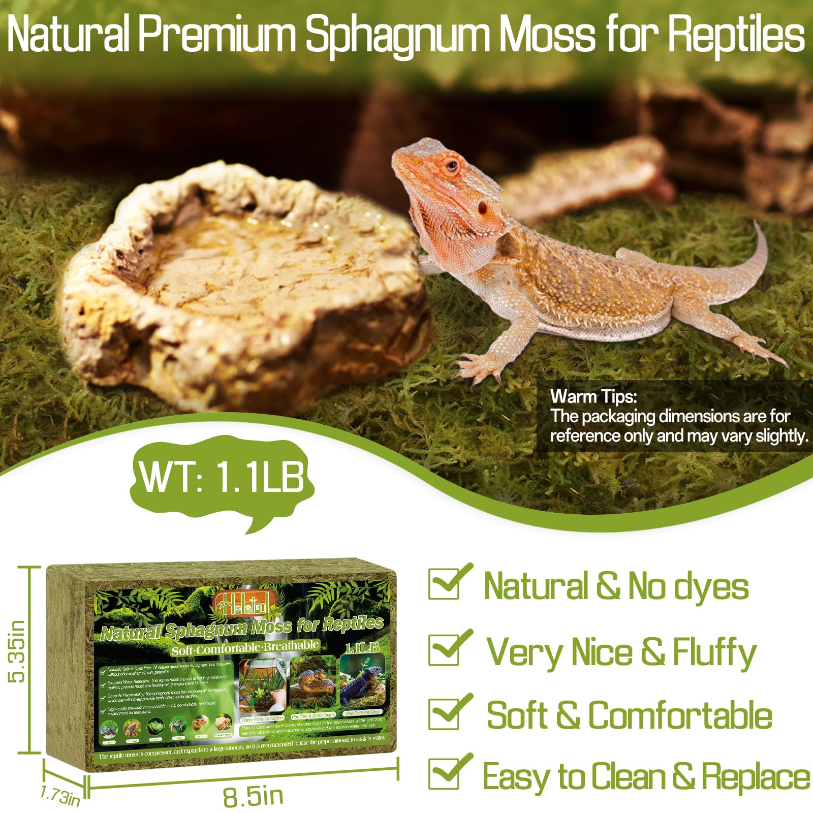 Halatool 500g Natural Sphagnum Moss for Reptiles,Terrariums Humidity Moss for Reptiles & Amphibians Including Snakes, Gecko - Image 2